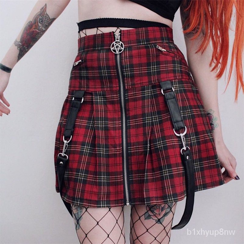 red plaid skirt