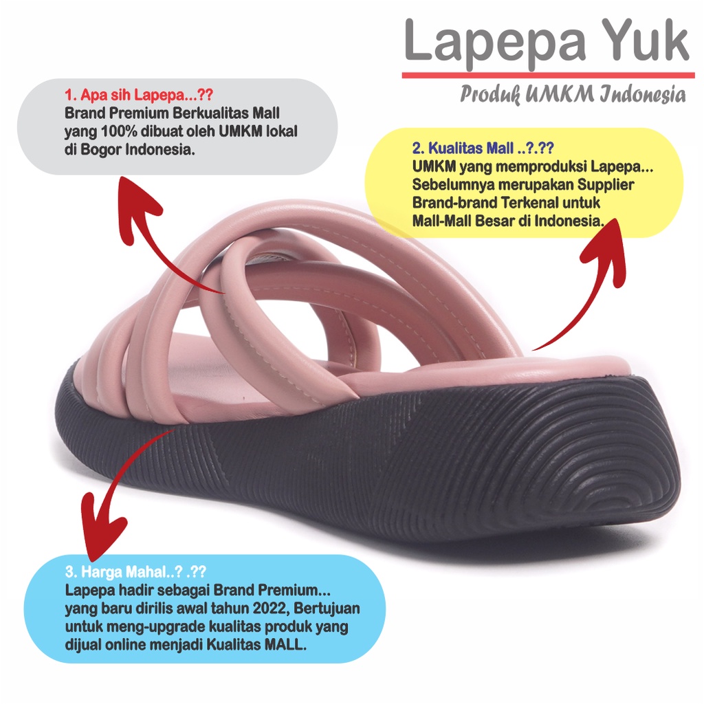 LAPEPA YUK - Sandal Platform Anak Perempuan Usia 2 sampai 10 Tahun TARA KIDS  Sendal Anak cewek Wedges Wanita Empuk Model Silang Warna LIGHT SALEM Pink Soft Lucu Cantik cewe Slop Usia Umur 3 4 5 6 7 8 9 thn Tahun Premium Ori Original Mall Official Store