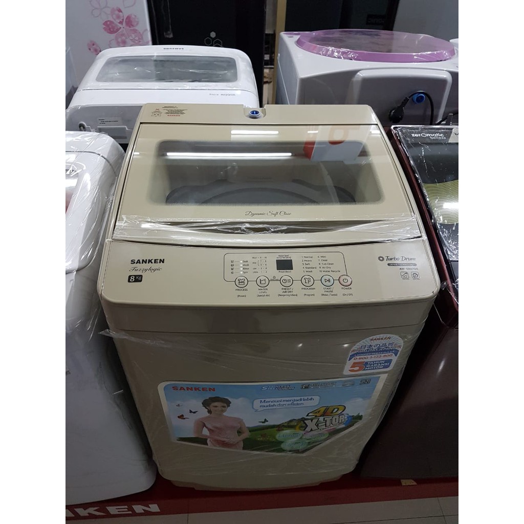 MESIN CUCI 1 TABUNG SANKEN AWS 887  GRYBL TOP LOADING 8 KG AWS887