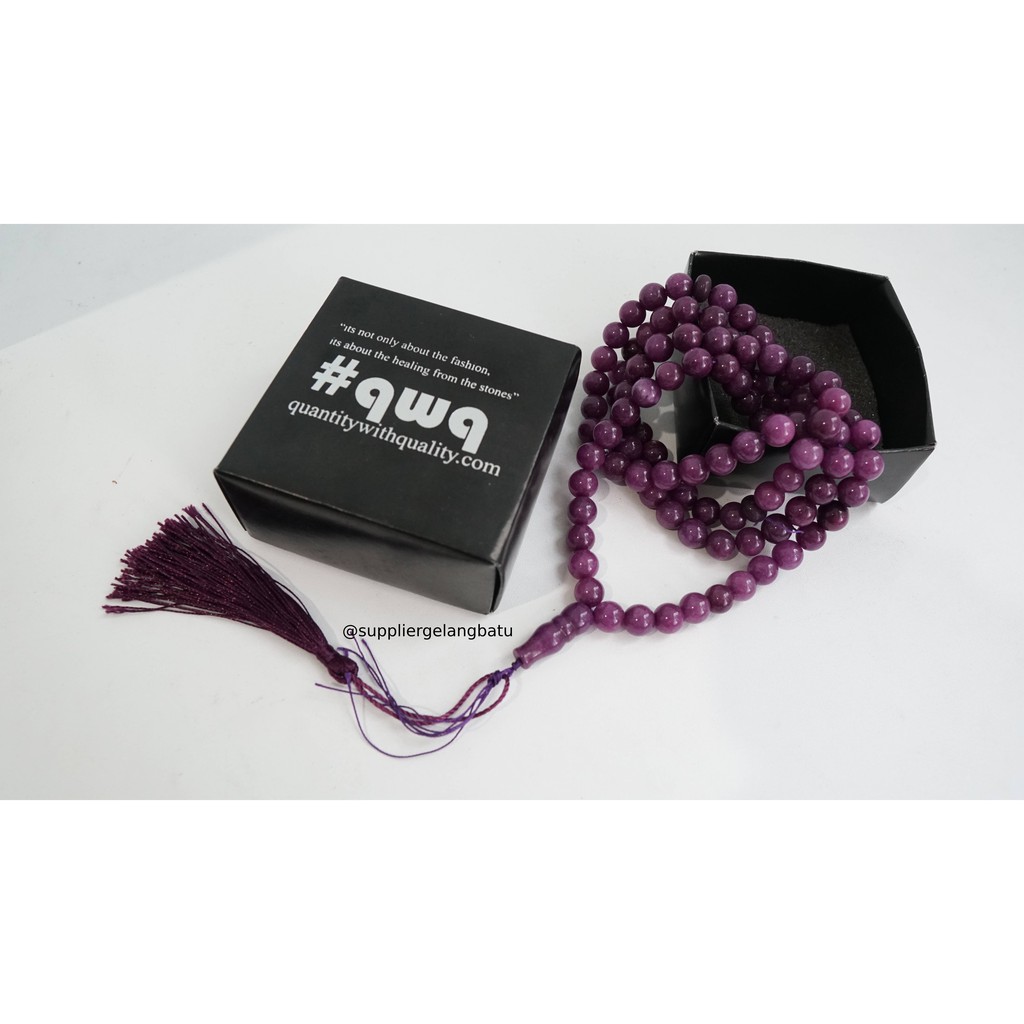 tasbih batu PURPLE AGATE 8mm 99 butir premium tasbeh agatis akik ungu