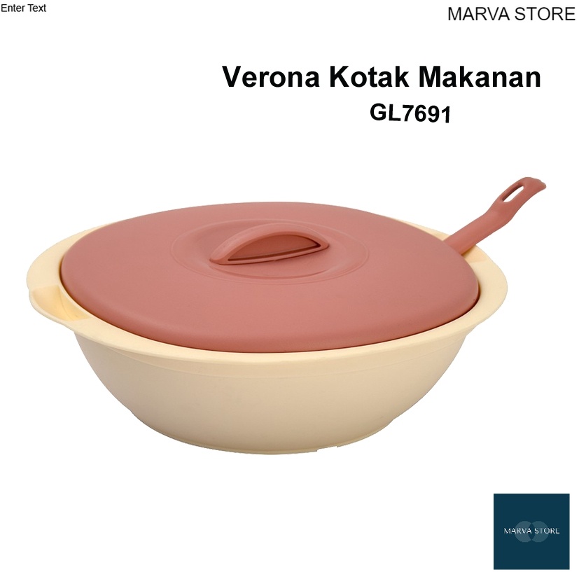 Wadah Saji Makanan  Tempat Sayur + Centong  Food Storage Verona Kotak Makan Bulat 1.5 Liter GL7691 -