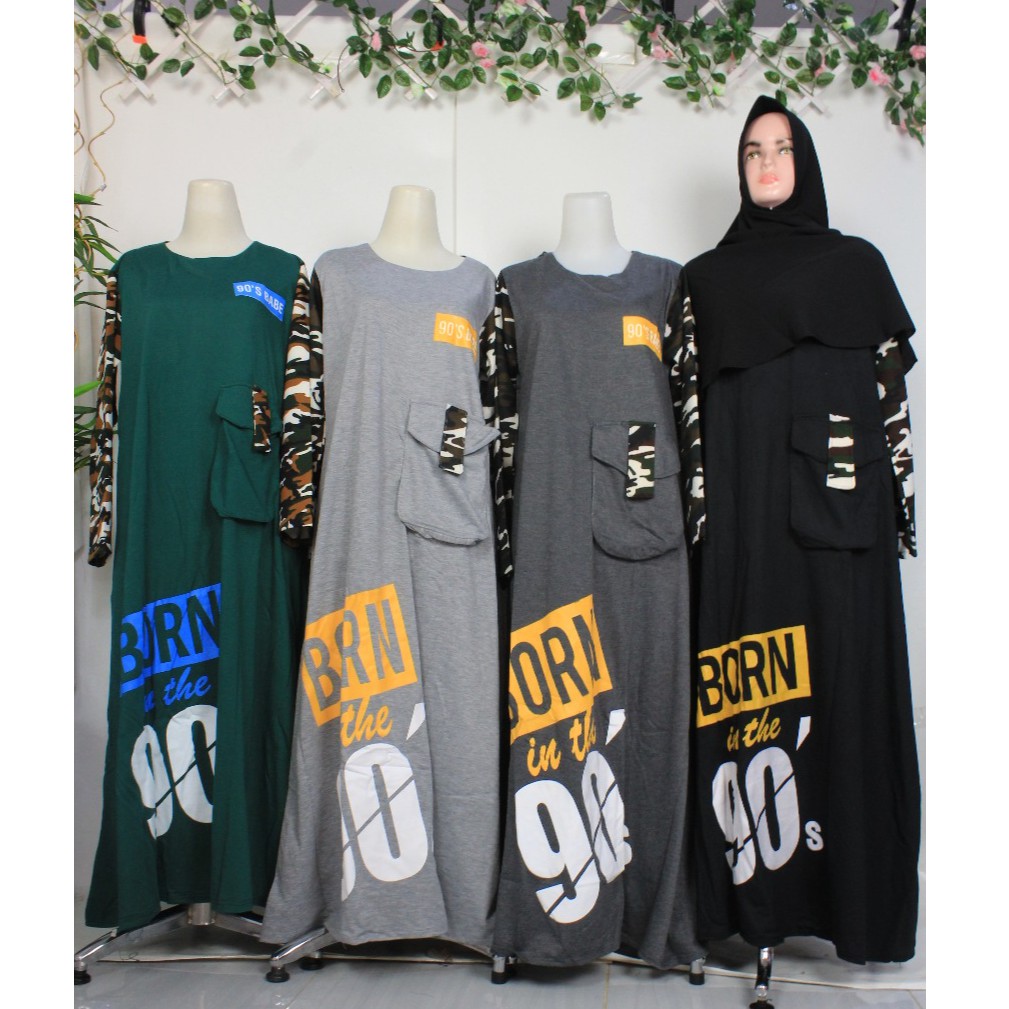 Gamis babytery polos mix motif army