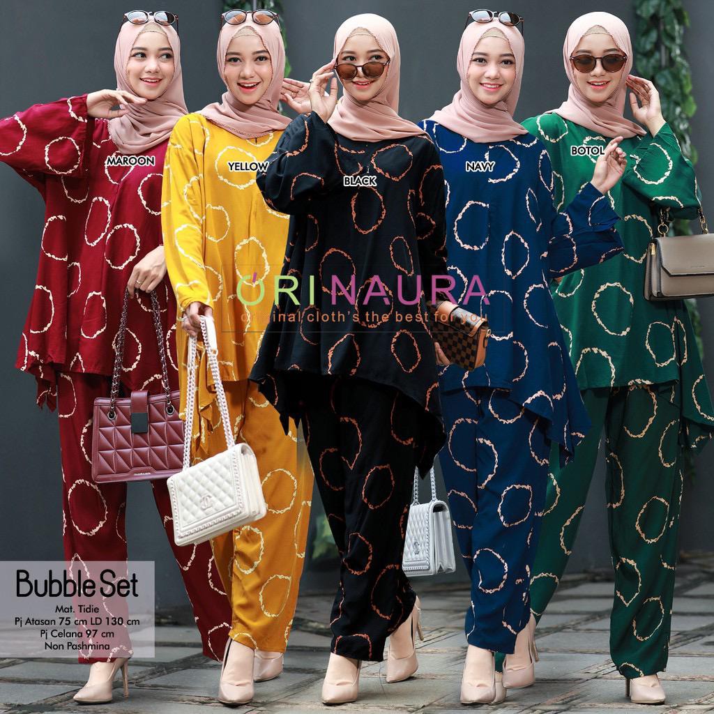 Setelan Bubble Rayon SET Celana Panjang Jumbo Daily Adem Basic One Set