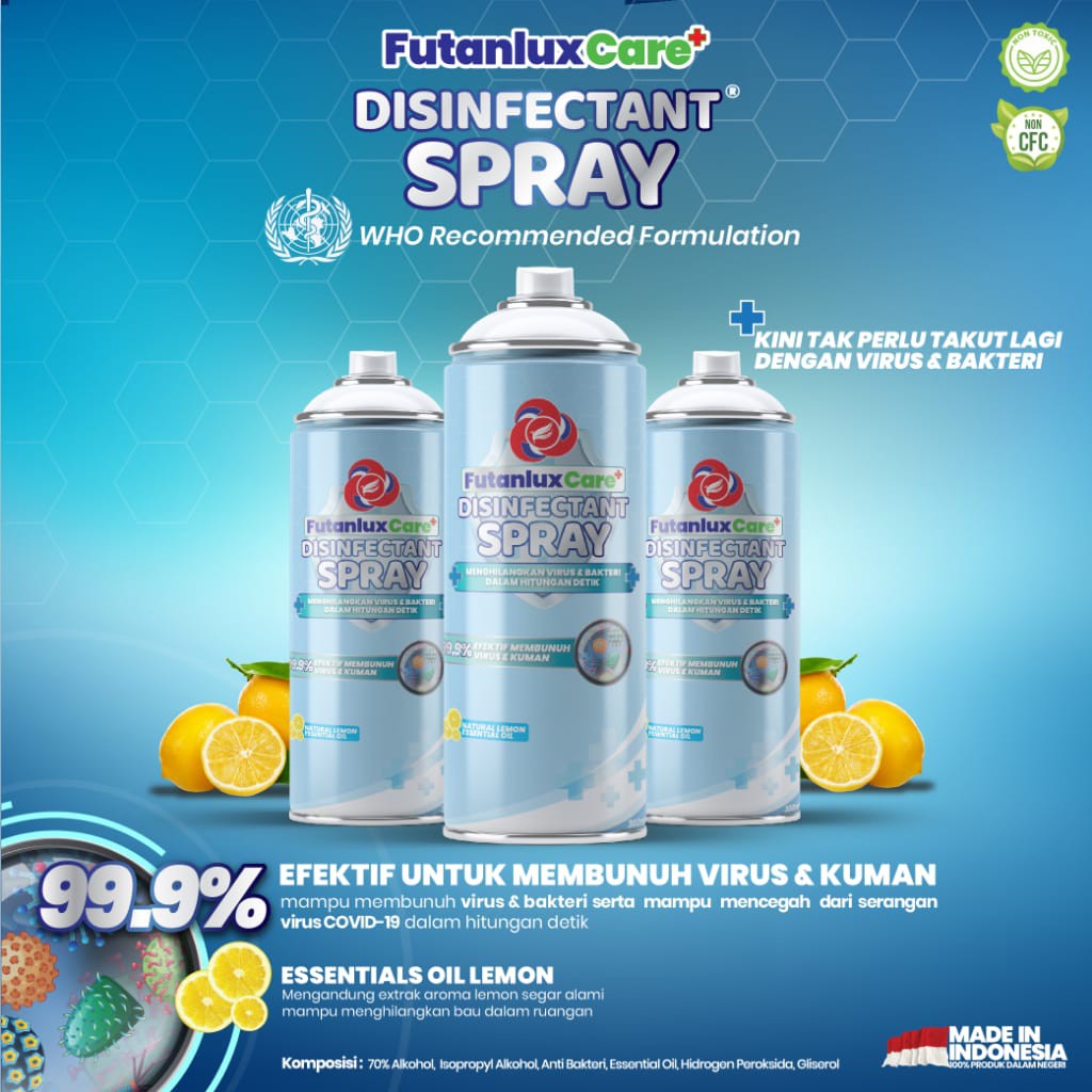 ORIGINAL FUTANLUX DISINFECTANT SPRAY PREMIUM Standar WHO dan RS