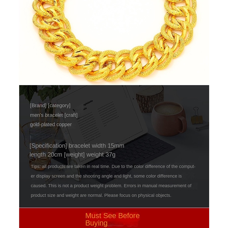 Gelang Model Lebar Twist 24K Gaya Dubai Untuk Pria