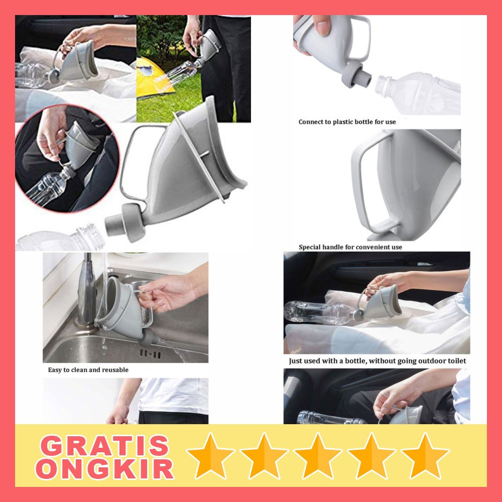 Auzan Urinator Travel Portable Emergency Toilet Pria Wanita Dewasa - C1676 - Gray