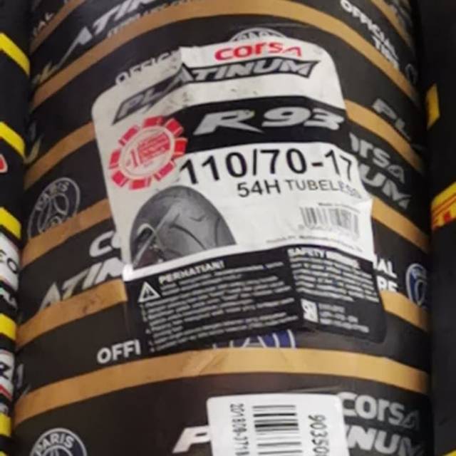 CORSA PLATINUM 110/70-17 R93 BAN SEMI SLICK TUBELES