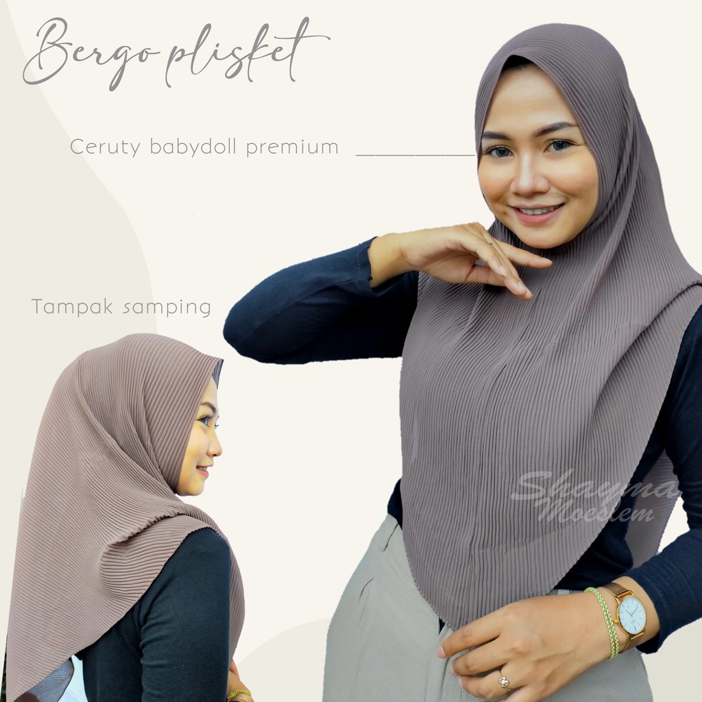 Khimar Bergo Plisket Full Ceruty Babydoll / Hijab Instan Bergo Plisket