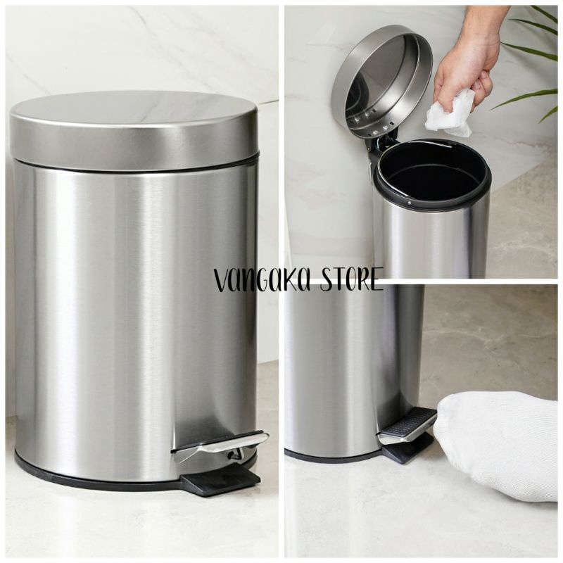 Tempat Sampah Pedal / Tempat sampah injak 3 Liter Stainless Fingerprint Slow Close Informa