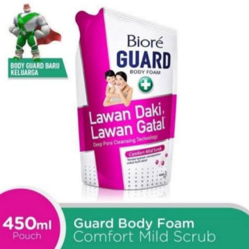 BIORE guard Body Foam comfort mild scrub REFIL 450ml/ sabun mandi biore guard pink