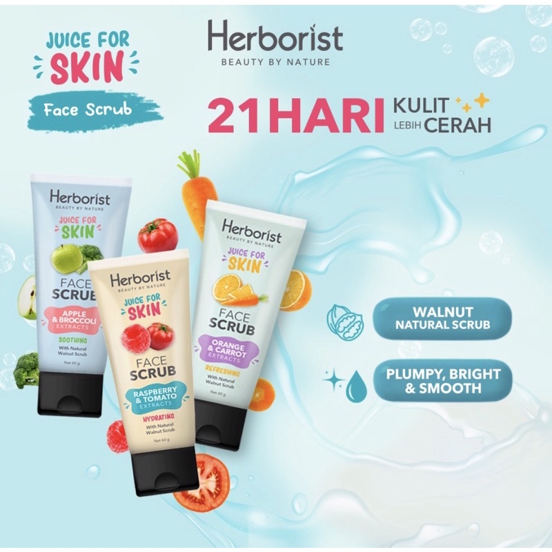 HERBORIST - Juice For Skin Body Serum Exfoliating Gel Face Scrub Lotion Pemutih Pencerah Badan Wajah Ampuh Aman Viral BPOM