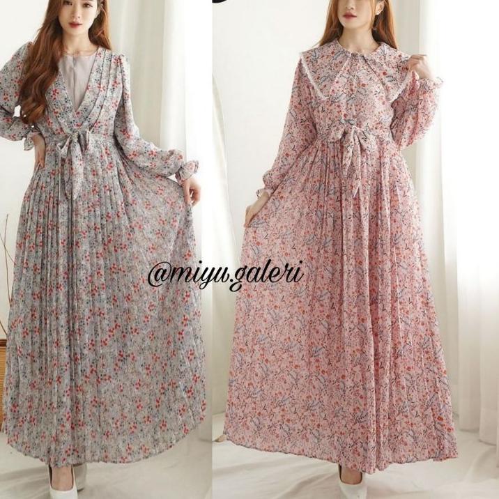 ぇ Korean Dress Plisket Gamis Terbaru 2022 Premium Import Gamis Ceruty Wolfis Gamis Plisket Dress Kon