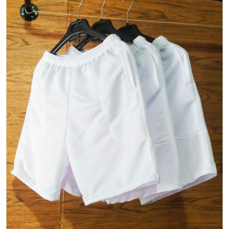(1kg=8pcs)celana pendek olahraga sporty polos gym running/celana pendek pria olahraga sport-PUTIH TANPA LOGO
