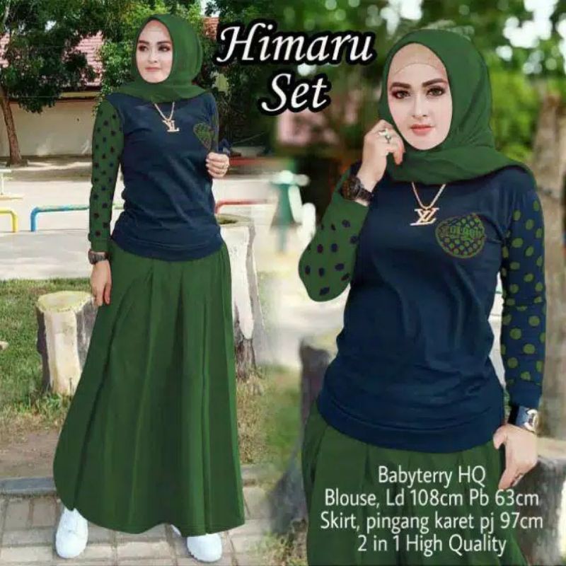 XOS - SET HIMARU / SETELAN REUNIAN / FASHION MUSLIMA / COD✅ (Good Quality)