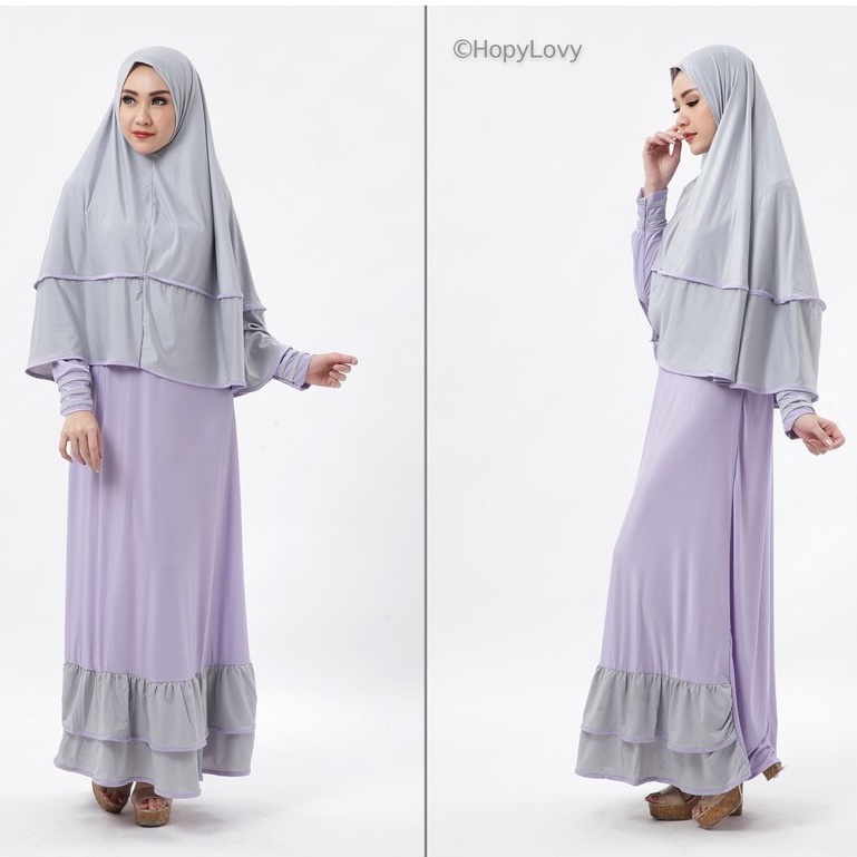 HOPYLOVY - Gamis Wanita Bella Syari 2tones