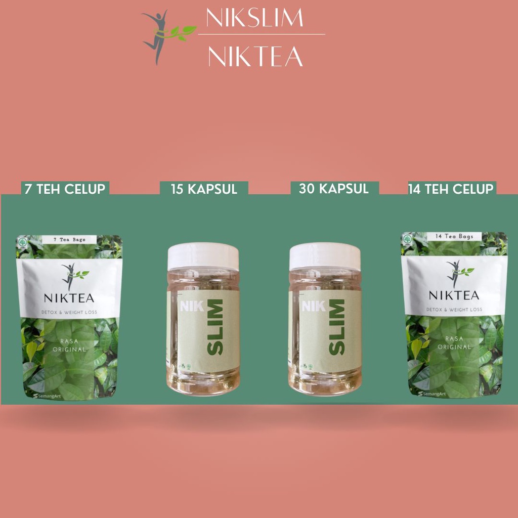 Paket Diet NIKSLIM , Pelangsing Herbal Obat Diet Herbal Alami Dan Slimming Tea  Pil Pelangsing Penurun Berat Badan Minuman Diet Pengecil Badan