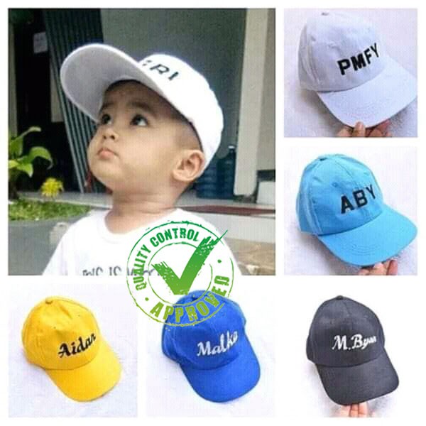 Topi anak custom nama suka suka | topi anak laki laki dan perempuan