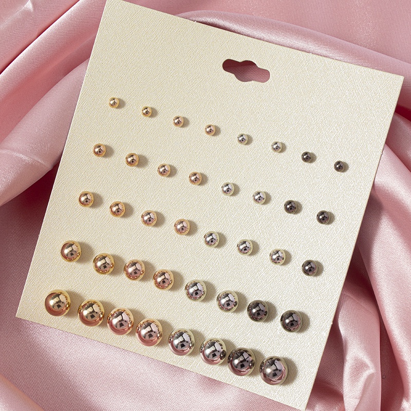 20 Pasang / set Anting Tusuk Bahan Alloy Warna Silver / Gold Untuk Wanita