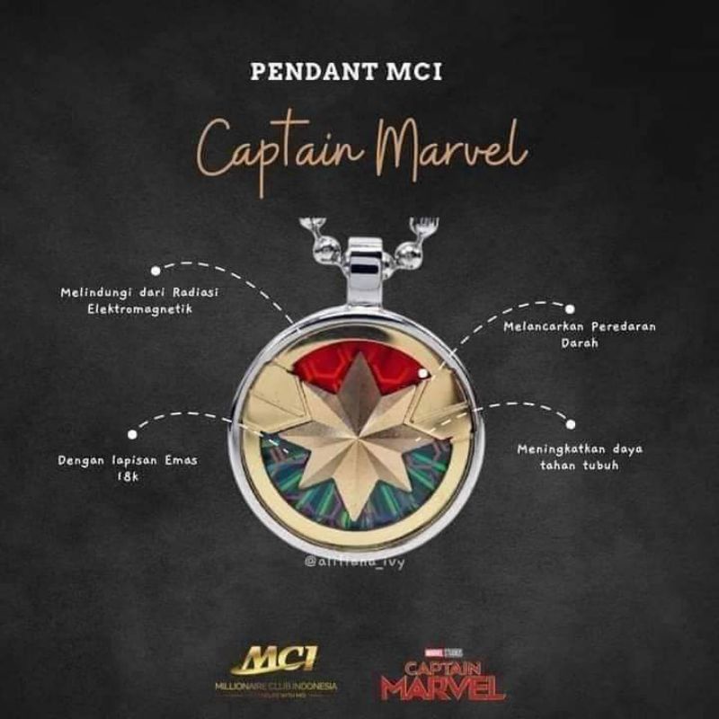 KALUNG MCI _ KALUNG CAPTAIN MARVEL PENDANT _ KALUNG KESEHATAN ORIGINAL _ KALUNG MARVEL MCI ASLI