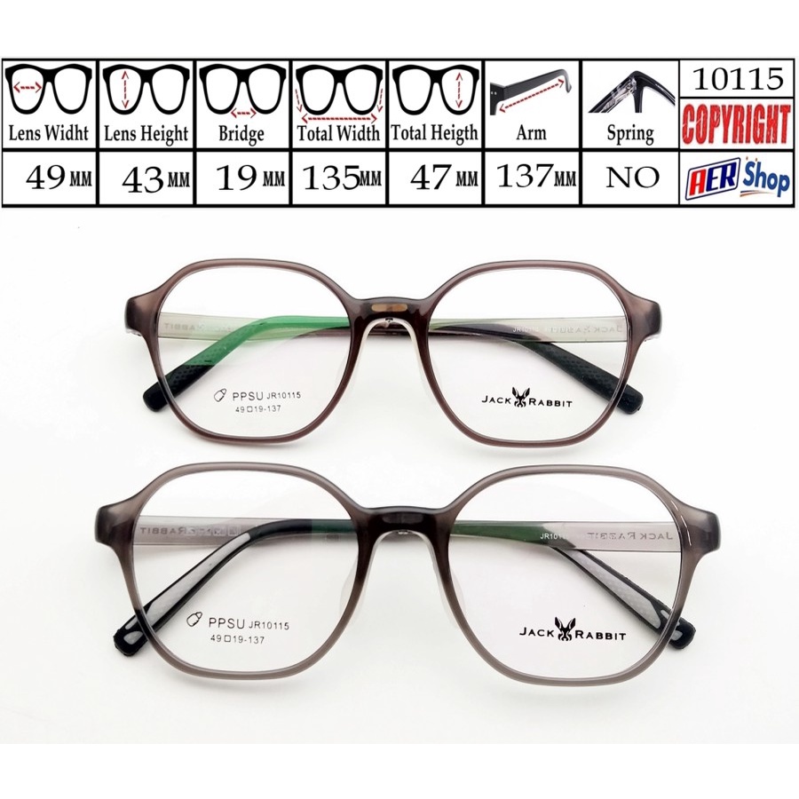 10115 - 10114 - 10041 - 10109 . Kacamata minus elastis MATERIAL ORIGINAL PPSU frame lentur JACK RABBIT