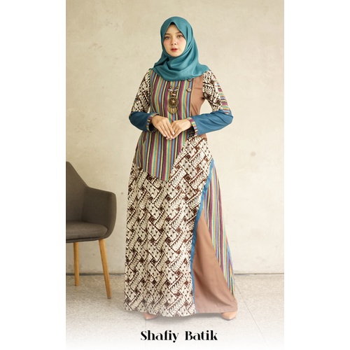 GAMIS GBL EVELYN SHAFIY BATIK ETNIK TENUN LURIK KOMBINASI KATUN TOYOBO PREMIUM DRESS MUSLIMAH BUSUI 