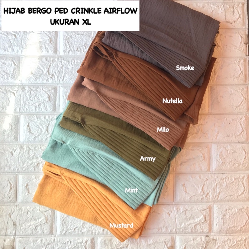 HIJAB BERGO PED CRINKLE AIRFLOW UKURAN XL