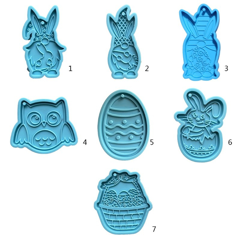 Glitter DIY Crafts Jewelry Epoxy Resin Mold Dwarf Rabbit Keychain Pendant Silicone Mould