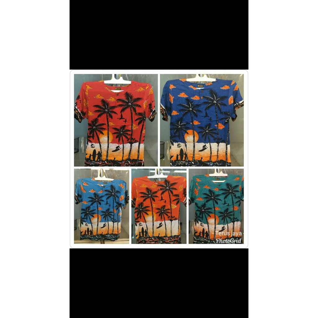 Kaos Pantai Hawaii Motif Kelapa Unisex