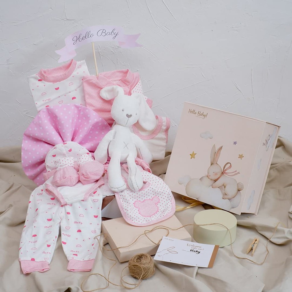 BARU! LIO024 Girls 12 in 1 Hello Baby Hampers Gift - Newborn Bundle Gift Set