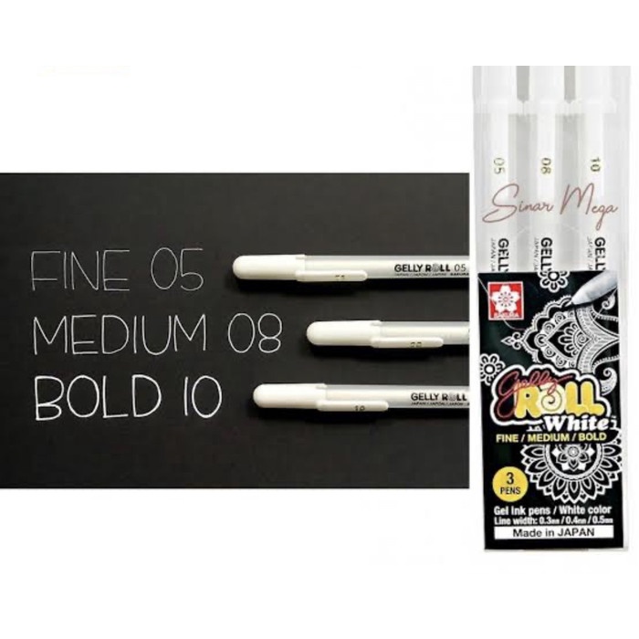 

Pendrawing- Bolpen Pen Sakura Gelly Roll Ink Pen White 3 Pens Of Set -Drawing-Pen.
