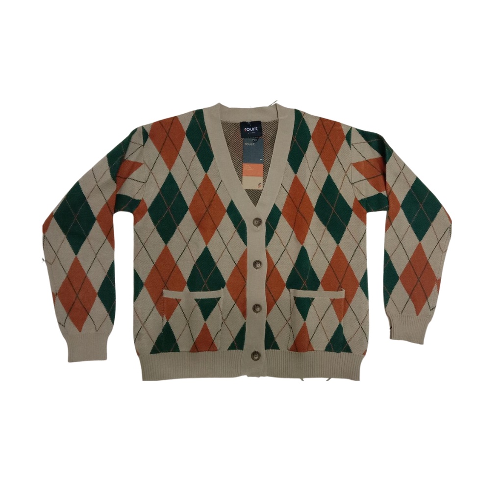 Cardigan Rajut / Vest Rajut / Cardigan V / Cardigan Bahan / Cargian Motif Kotak / BTS / Sweater
