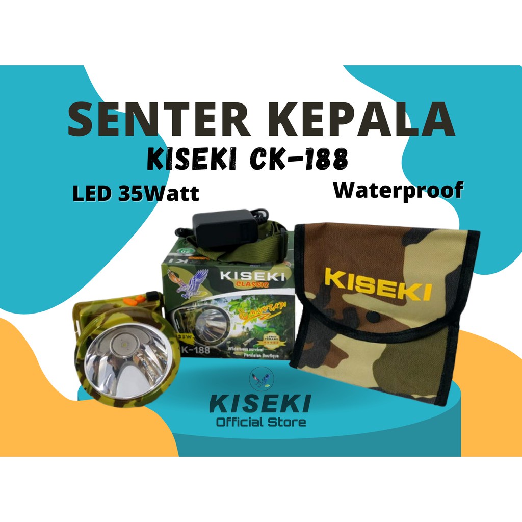 Senter Kepala Kiseki CK-918+ 100W / CK-188 35W Headlamp Outdoor 100 Watt Kiseki CK 918 Senter LED Headlamp Kiseki CK918 100 WATT Senter Murah