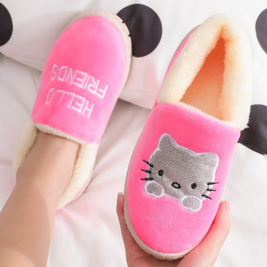 Sandal Selop Katun Plush Anak Laki Laki Perempuan Gambar Kartun Hewan Lucu