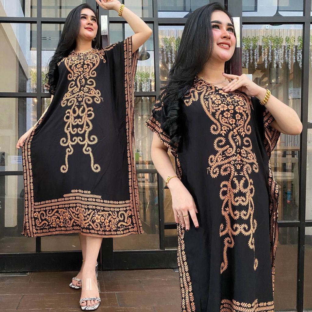 Daster Jumbo Lowo Rayon Premium Dress Wanita Lengan Pendek Busui Baju Batik Kekinian LD 120