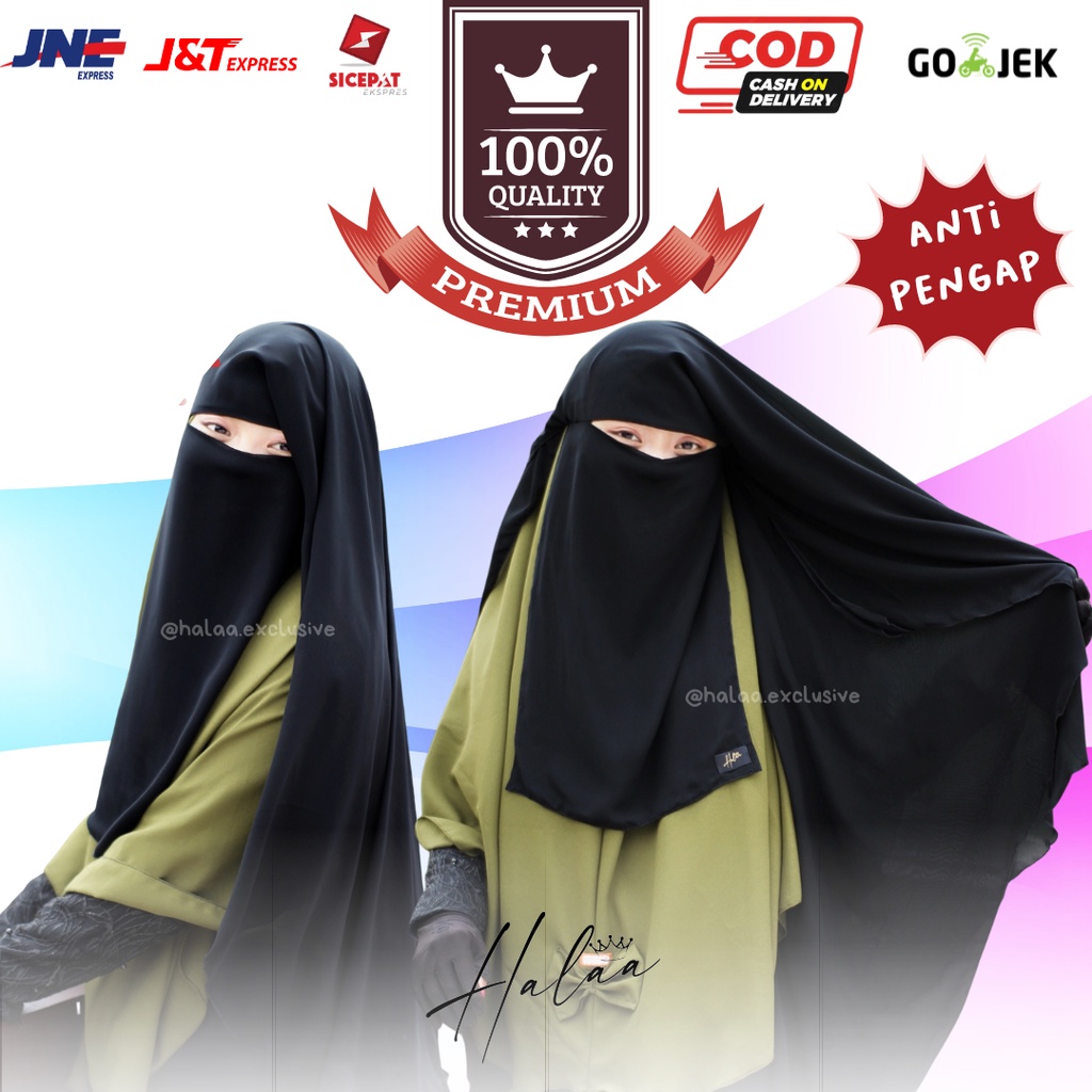 NIQAB YAMAN - Long Yaman 2Layer SIFON SILKY / SIFON PREMIUM BY HALAA