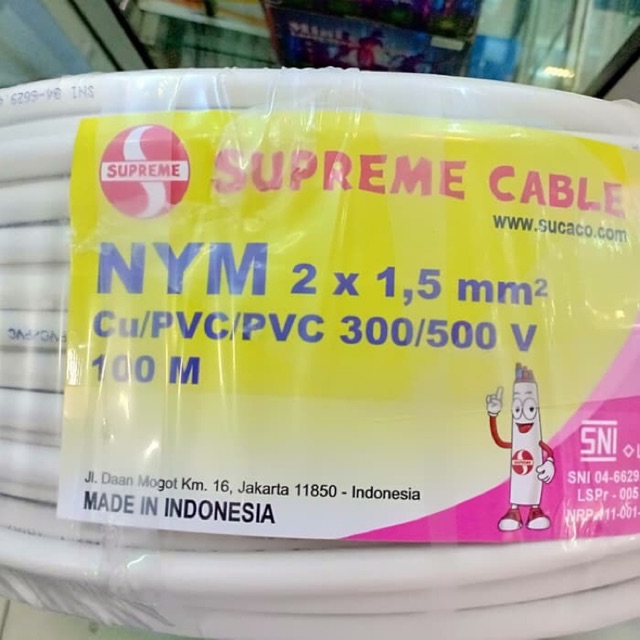 Kabel Listrik Tunggal NYM 2x1,5mm @100m