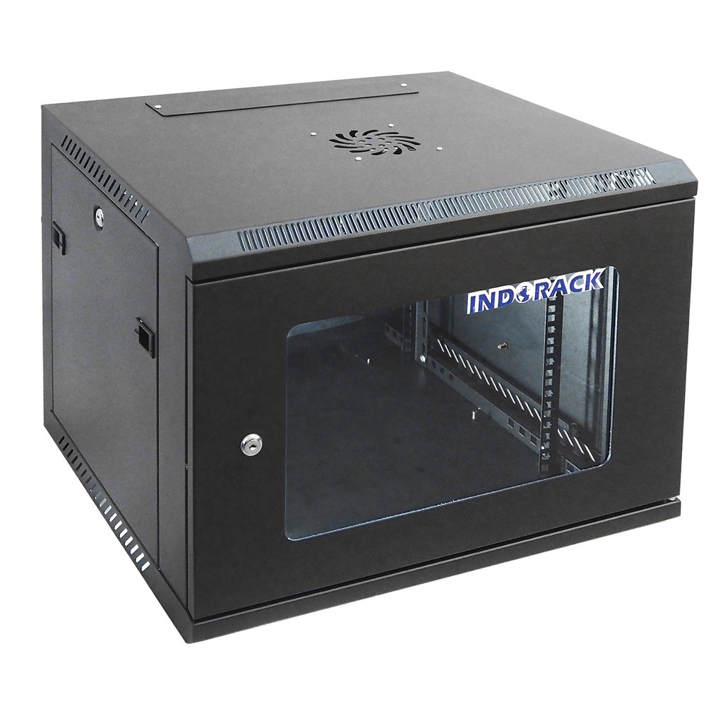 INDORACK WALLMOUNT 8U DEPTH 500MM SINGLE DOOR - WR5008S GLASS DOOR