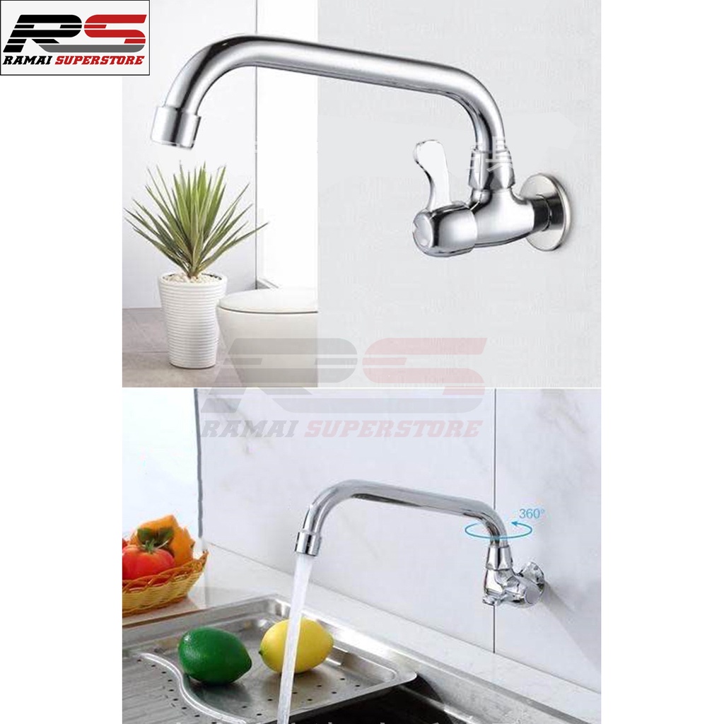 Keran Dapur Kran Cuci Piring Sink Stainless Tembok