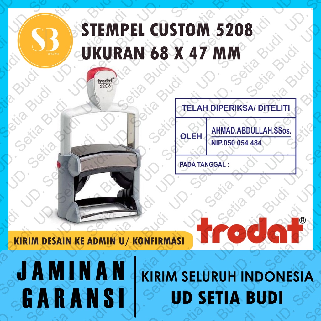 Stempel Trodat Custom 5208 ukuran 68 x 47 mm