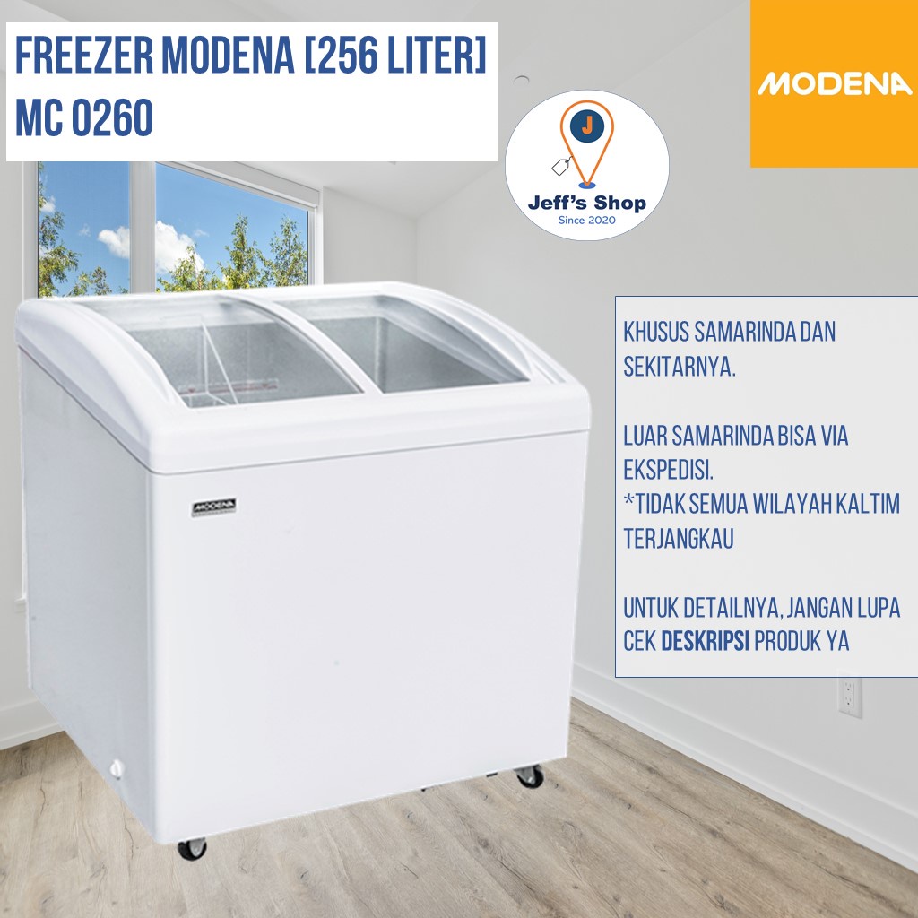 Chest Freezer / Freezer Box Kaca Modena [256 Liter] MC 0260 W