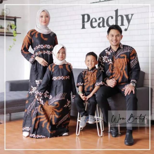 Baju batik couple keluarga maura couple gamis jumbo