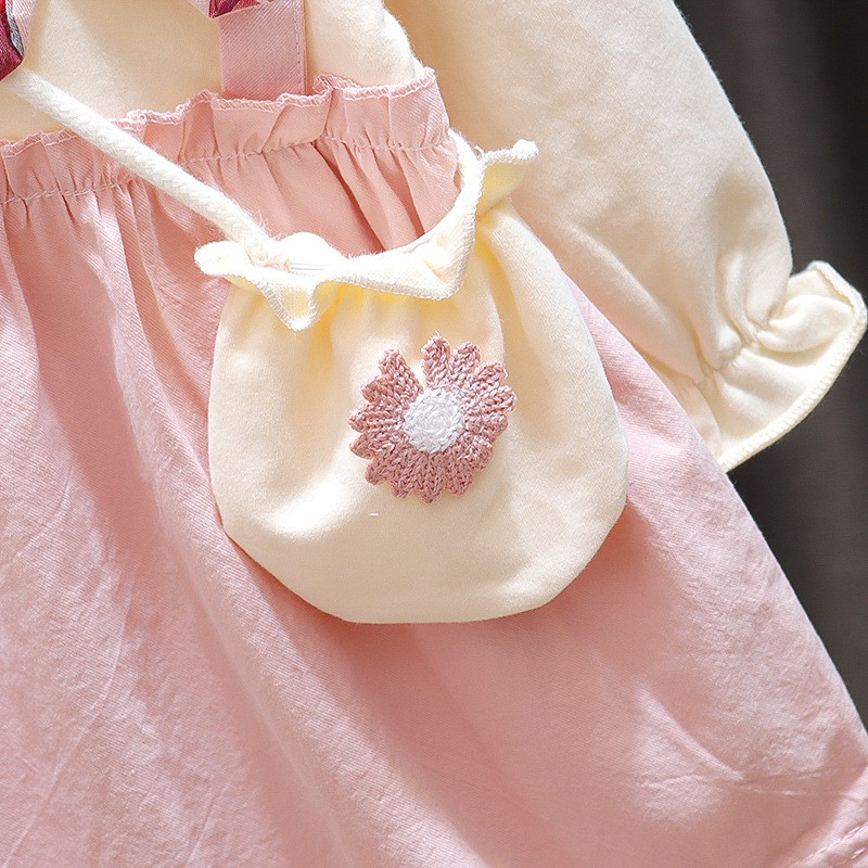 Cherry COD Dress Tunik Anak Import + Pouch / Dress Anak Cewek Lengan Panjang/ Gaun Anak / Baju Anak Perempuan D28