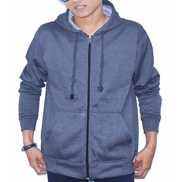 Jaket Pria Sweater Hoodie Zipper Polos - Jaket Sweater Pria - Marun Hitam Hijau Dongker Abu