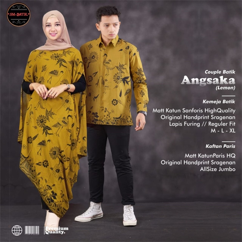 ANGSAKA COUPLE BATIK Kemeja Baju Batik Atasan Pria Solo Lengan Panjang Katun Halus LAPIS FURING + KA