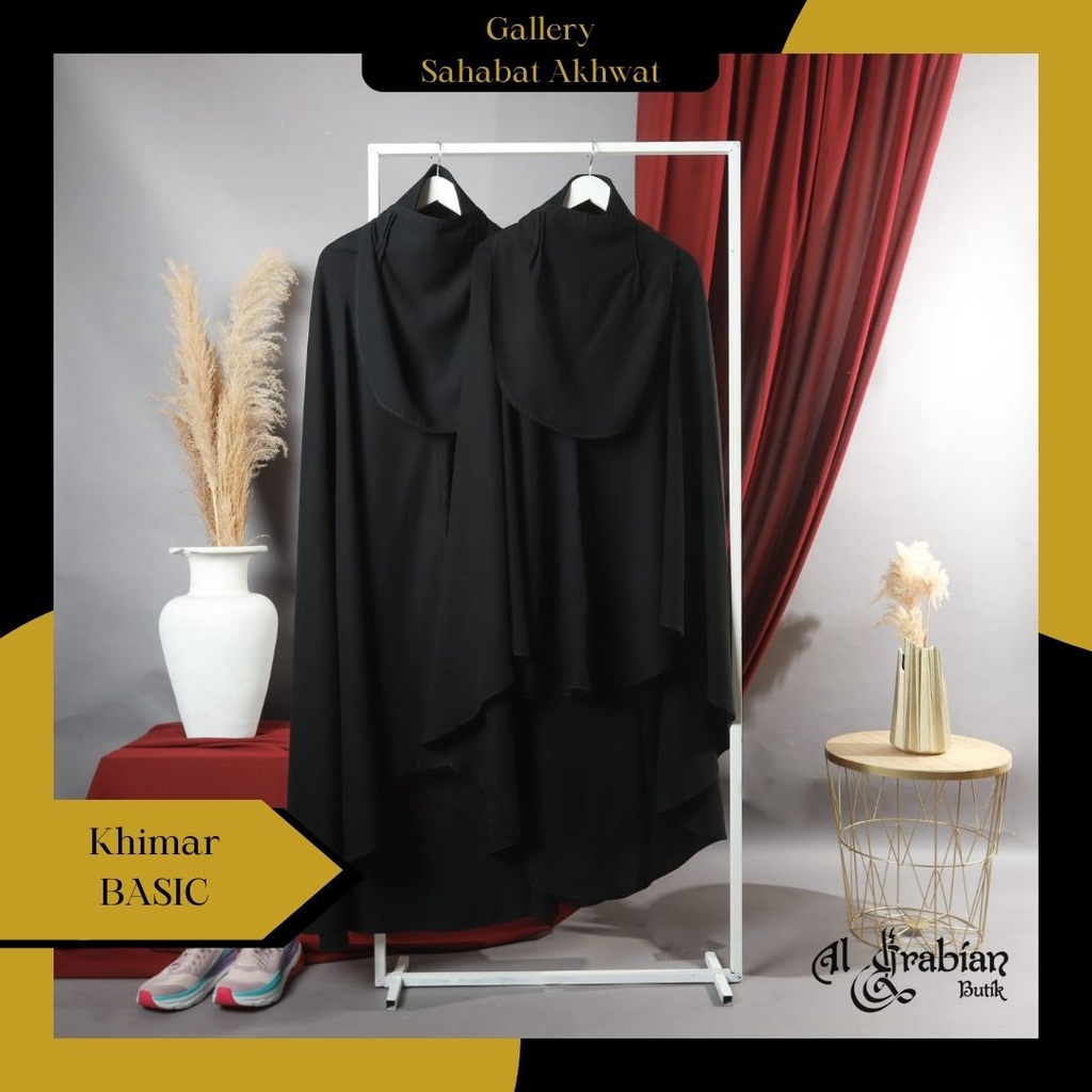 KHIMAR BASIC JET BLACK MEDIUM n JUMBO ALARABIAN klambieakhwat BISA COD | khimar hitam pekat halus timur tengah o shaped n reguler nonpad pad clasic cadar tali bahan royal black murah syari