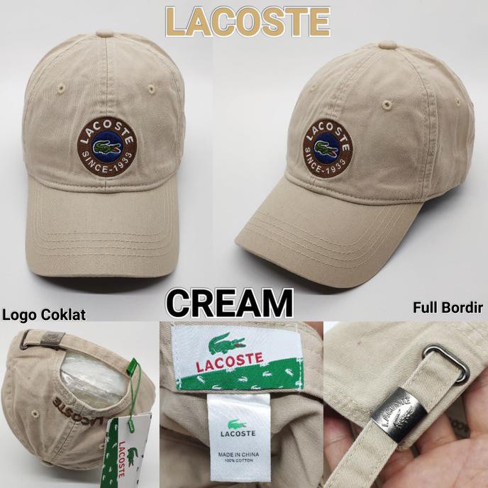 DISKON HARGA topi lacoste import baseball golf unisex cewek cowok - Cream DZ435