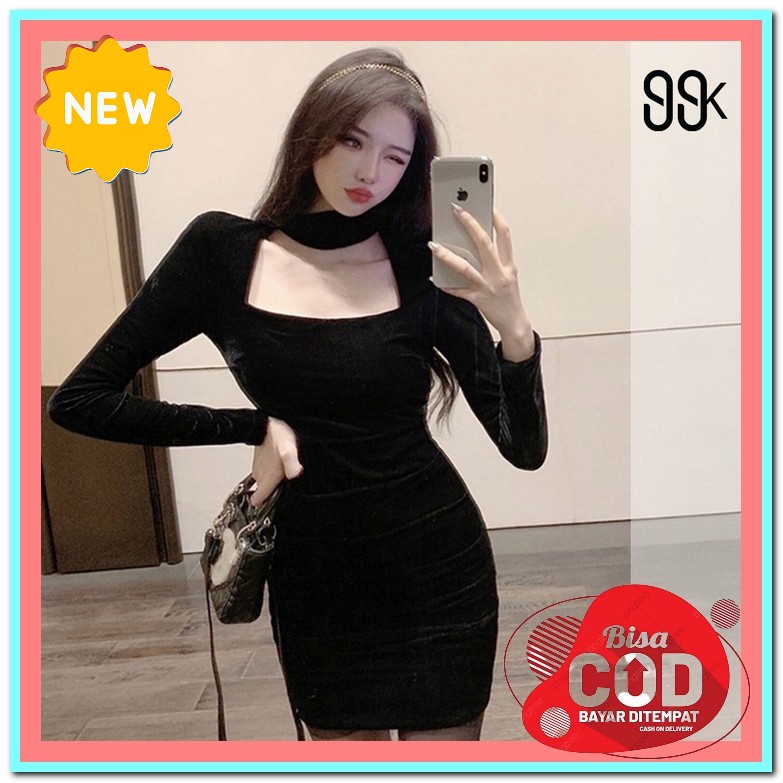 Dress Wanita Korean Style Cewek Remaja Perempuan Murah Gaun Pesta Kekinian Party Dress Kondangan Aim