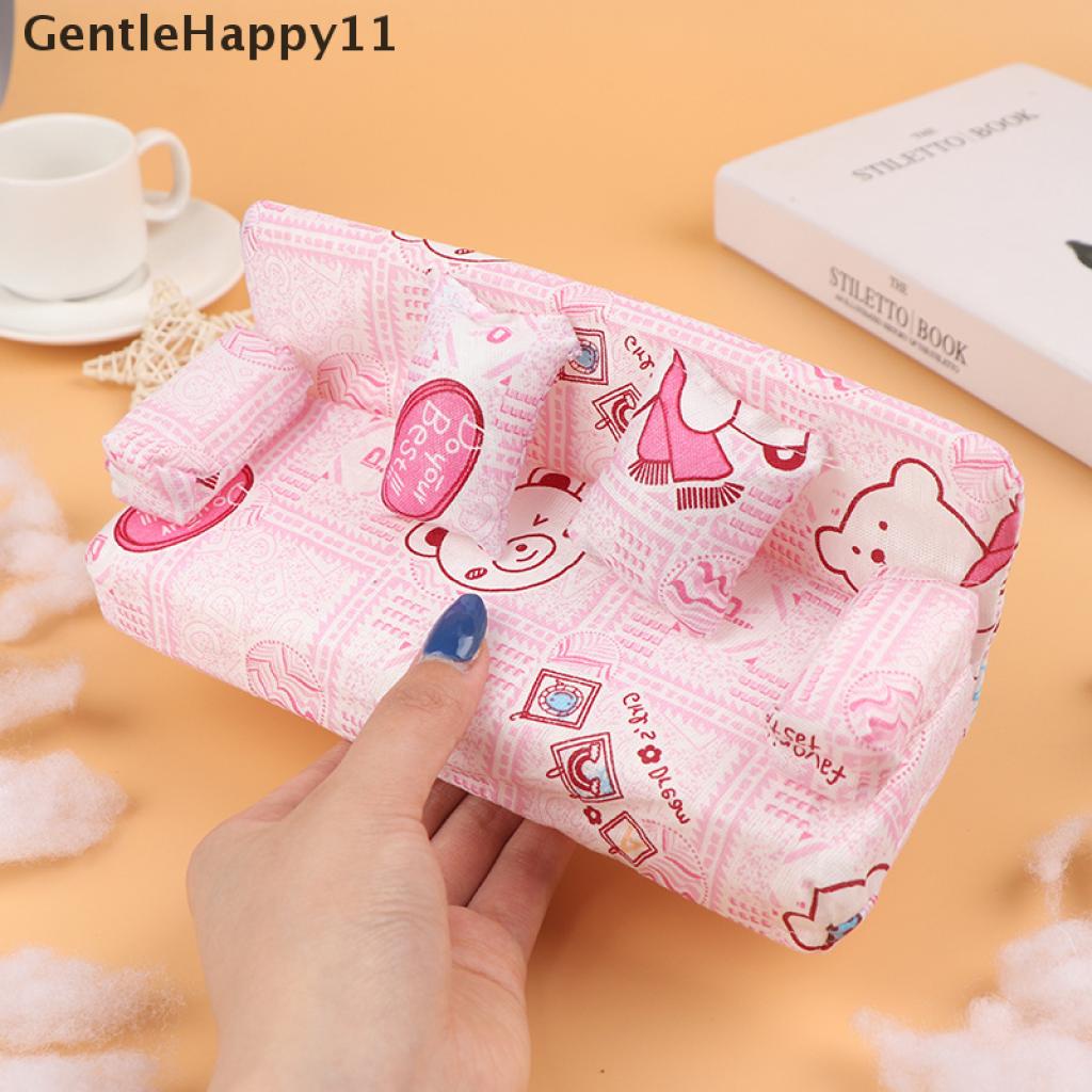 Gentlehappy Mainan Miniatur sofa Motif Bunga + 2 Bantal Untuk Aksesoris Rumah Boneka