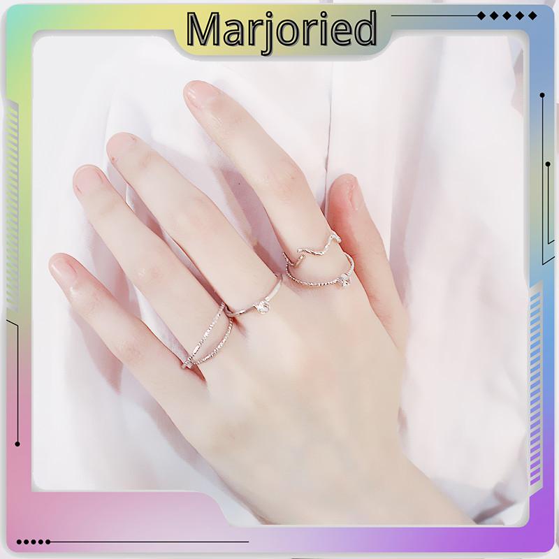 5Pcs / Set Cincin Jari Aneka Bentuk Warna Silver Untuk Wanita-MJD