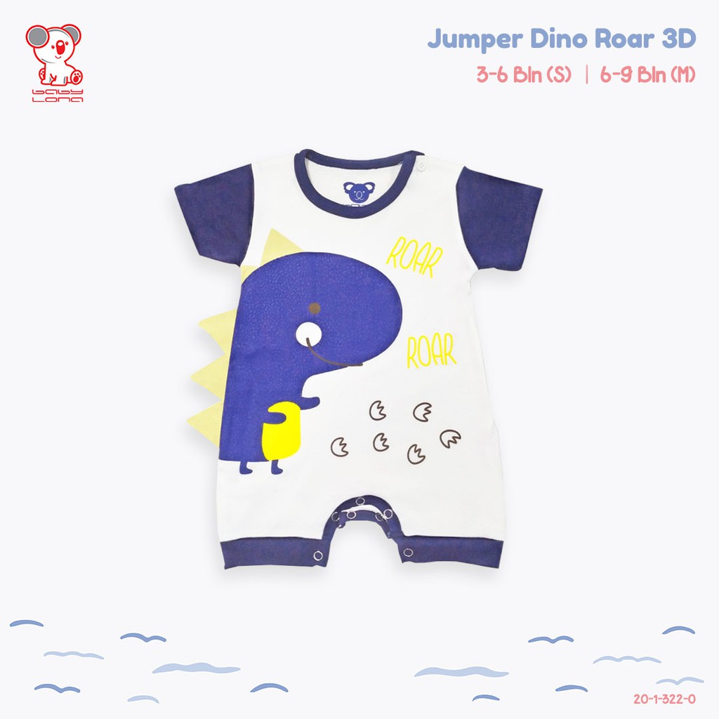 Baby Lona Dino Roar 3D Jumper Romper 05 Anak Bayi Boy Lengan Pendek 3-9 Bulan-1